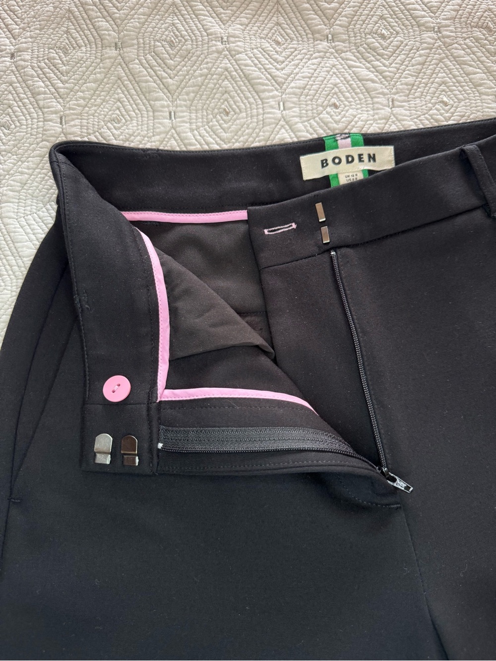 Boden Belgravia Ponte Pants Black Wide Leg Trousers Size 8 - Picture 9 of 15